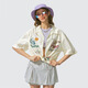 Instant Monterest x Quiksilver Co-Branded Printed Seaside Urlaub Freizeit Lose Kurzarmblumenhemd Beige M.