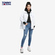 TOMMY JEANS女装时尚破洞旗标绣片紧身显瘦弹力水洗牛仔裤DW0DW13784