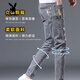 Playboy (PLAYBOY) jeans men's slim feet men's pants ripped trendy brand elastic slimming 2025 summer thin men's long trousers 6636 gray + 1623 black 34