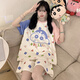 蕉内纯棉睡衣少女款夏季短袖短裤薄款卡通可爱学生加大码200斤家居服 QYS9928 M (适合80-100斤)