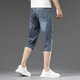 Playboy ice silk seven-point denim shorts for men's trendy brand slim straight mid-tie 2025 summer thin casual and versatile men's pants 757# Ice sand blue 30 [waist circumference 2 feet 3 recommended 110~120Jin [Jin equals 0.5 kg] wear]