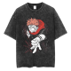 Sumijujutsu kaisen lavado retro y vieja camiseta de manga corta cinco técnicas de iluminación jujutsu regresan al cosal periférico en el lavado de agua y negro B691 S