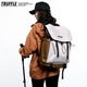 TRUFFLE casual travel backpack men's junior high school bag large capacity college student female backpack light outdoor DSG-military green with beige and gray