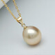 Handi skin white champagne gold 18K gold simple South Sea gold bead pearl pendant single drop-shaped seawater necklace