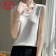 LangSha (LangSha) light luxury women's round neck summer neck suspender vest with ice silk knitted top sleeveless outside wearing white sweater rice camel color average size 90-135Jin [Jin equals 0.5 kg]