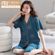 
Modal summer cotton pajamas women's short-sleeved cropped pants large-size cardigan suit summer middle-aged mother home clothes n9871 M (80-100Jin [Jin equals 0.5 kg])