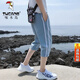 Woodpecker Official 2025 Été Nouveau short masculin Pantalon Cropped Style coréen Loose Slim Casual Breeches Mid-Troussers HARREN PANTS 759 BLUE 3XL 140155JIN [Jin est égal à 0,5 kg]