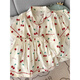 Pajama de gasa de algodón de terciopelo ártico para mujeres Pantalones de manga corta Summer Tres piezas Cardigan Cardigan Home Ropa de primavera y Autumn Cloud-9905# Black Love Set M [Sugerencia 75-100Jin [Jin equivale a 0.5 kg]]