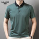 
Lilang light luxury men's lapel short-sleeved T-shirt in summer striped young and middle-aged business casual POLO shirt ice silk breathable top Navy blue 13691 S 165