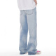Mark Waffe American Retro Wash Light Color Jeans Herren losen locker trendigen Brandbrand mit breitem bodenverkleidetes Gelegenheitshosen Männer D5010 Hellblau 31