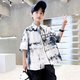 Children's clothing boys' tie-dye shirt short-sleeved 2025 spring and summer new style children's loose shirt medium and large children's versatile top gray 160