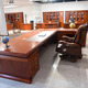 Hanjitang Yuxin Chinese style solid wood desk boss desk and chair pear wood solid wood leather president desk chairman's office executive desk 2.8 meters boss desk