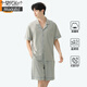 Pyjamas de coton pur pour hommes modaux en été super doux manches courtes revers purs coton de coton jeunesse maison de style printemps et d'été pour hommes 5e5155 [7a Antibactérien Xinjiang Cotton] xl 175 Poids recommandé 140-160jin [Jin équivaut à 0,5 kg]