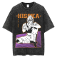 Jiuvia summer hip-hop street cotton t-shirt washing retro Japanese anime full-time hunter Hunter x Hunter trend B1342 washing black S