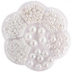 Shusu Imitation Pearls Multi-Specifications Round Straight Hole Pearls Loose Beads Set Mobile Manicure DIY Bead Accessories Handmade Materials White Bead Box (About 1150 Pieces)