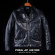 PJL men's new retro Japanese style short lapel batik first layer horsehide Mulholland Road jacket leather brown all black tea core color 2XL (185Jin Jin is equal to less than 0.5kg)