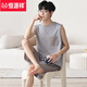 Hengyuanxiang Herren-Weste Shorts Pyjamas Sommermodal Sommer Dünne Plus-Größe Home Clothing für junge Menschen können Anzüge Store-12026 [Modal Anzug] l [vorgeschlagen 100-140jin [Jin gleich 0,5 kg]]]