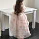 Tiaodegao Princess Dress Girls Summer Princess Dress Floral Bow Tail Dress Birthday Party Dress Floral Bow Princess Dress-Pink-130cm