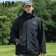 JEEP SPIRIT Jacket Men's Outdoor Three-in-One Fleece Warm Jacket Men's Windproof and Waterproof Mountaineering Jacket Jet Black 4XL