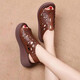 Yierkang Retro hohlen Sandalen für Frauen im Sommer Neue Dick-Soled-Schwamm-Kuchen-Mutter-Fischschuhe Mund Schuhe Fersenstil ethnisch im mittleren Alter und ältere Frauenschuhe braun 40