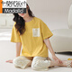 Modal summer women's A-class pure cotton pajamas short-sleeved cropped pants round neck loose simple style home clothing women's suit H9904 M