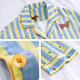 Hanziduo (Hanziduo) Dashu Pajamas de tres piezas a rayas para mujeres en verano algodón puro Pantalones delgados de manga corta Linda ropa para el hogar de primavera y otoño Z3899 Estilo de seda de hielo de tres piezas M