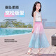 Pitt Pitt Girls Wide Legs Summer 2025 New Children's Ice Silk Dress Pants Big Children's Nine-point Summer Mosquito-Repellent Girl Gradient 15275 Gradient Color 120 cm