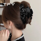 TFY Beautiful Cloud Clip Women's High-end 2025 New Style Shark Clip Satin Hair Accessories for Small and Full Back of Hair Classic Black (Flash Satin Texture)