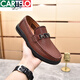 Zapatos de Cartelo para hombres Summer Breathable Business Inventual Papá Sandalias de cuero de cuero zapatos de cuero hueco de cuero para hombres zapatos de bean de poro de vaca 9910 marrón 38
