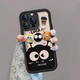Zhisong Plüsch kleiner Kohleball Dreidimensional Doll Mobiltelefon Hülle für Apple 16 mit Bracket iPhone 15Promax Apple 13 11981-Elektroplieren großer Fenster-Schwarz-Kohlenball-Puppen iPhone 16
