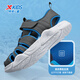 Xtep children's beach shoes, summer boys, small, medium and large children, toe-covering, breathable, soft, non-slip buckle, easy to put on and take off sandals, crock gray/Prussian blue 27