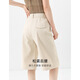 NY-RCE zipper original color casual wide-leg six-crop pants for women in summer thin elastic high waist slimming old-fashioned linen shorts zipper original color 33