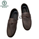 Woodpecker Herren Beans Schuhe koreanische Businessarbeit lässige Lederschuhe atmungsaktives vielseitiges Nicht-Schlupf-Ein-Schritt-Männerschuhe 2025 Sommer D826 Black 39