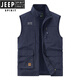 JEEP SPIRIT吉普男士马甲春秋季新款户外工装马夹休闲大码运动中年背心外套 677R灰色 【加绒款】 3XL (156-170)