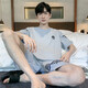 桑琴睡衣男夏季薄款短袖短裤可外穿休闲男士加大码凉感家居服套装 9922# XL 【建议120-140斤】