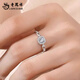 Lao Fengxiang S925 silver small sugar cube ring for women, light luxury adjustable ring, Valentine's Day birthday gift for girlfriend and lover, small sugar cube ring