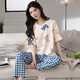 Sommer Pure Cotton Pyjamas für Frauen Kurzärärmelhosen Süßes und niedliche Frauenkleidung können draußen getragen werden und zweiteiler Anzug dünn S679 M