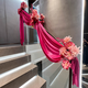 
Yonghuan wedding staircase handrail decoration wedding room layout set engagement man indoor wedding supplies big wedding pull 3892 big red pearlescent ice silk fabric 4 meters