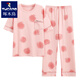 Pajama de año nuevo de carpintero para mujeres en verano Pantalones de manga corta de algodón puro