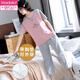 Brazo de desgaste modal con pijama de almohadilla para el pecho para mujeres en verano algodón puro pantalones cortos de manga corta conjunta de dos piezas ropa integrada para el hogar con almohadilla de cofre de siete puntos: 679 Barbie Bear m Women Women