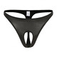 Men's thong ice silk breathable front hollow men's thong low-waist sexy underwear men's T-pants elastic single black S