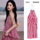 LeCali seaside beach dress pure desire long skirt pink backless halterneck suspender women's summer skirt vacation atmosphere pink backless sexy halterneck dress M 90-105Jin Jin equals 0.5 kg