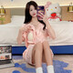 Pyjamas avec poitrine pour femmes pour papillon d'été 2025 Nouveau pantalon à manches courtes Sweet Cardigan Vêtements de maison mignon de gise de gise haut de gamme 983 Poudre de chaton mignon [avec poitrine de poitrine une pièce] 2xl 140-160jin [Jin est égal à 0,5 kg]