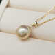 Handi skin white champagne gold 18K gold simple South Sea gold bead pearl pendant single drop-shaped seawater necklace