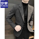 Luo Meng autumn and winter high-end handsome single suit jacket men's trendy casual suit Korean version slim buckskin velvet suit jacket brown 2XL