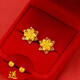 BMOI Old Phoenix 999 pure gold pure gold earrings for youthful appearance, let a hundred flowers blossom and four-leaf clover love earrings for mom. The more the merrier, the more lilies + four-leaf clover earrings Lao Feng 1.56