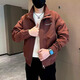 Spring and Autumn Jacket Men's 2026 New Style Teenage Handsome Fashion Brand Premium Lapel Slim Jacket Men's Fashion Black L Recommended 100-115 Jin Jin equals 0.5 kg