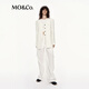 MO&Co. C+ Series Fake Two-piece Suit 2025 Autumn New Arrival Collarless Shoulder Padded Outline Jacket MBE3BLA019 Beige S /160