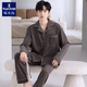 Woodpecker spring and autumn pajamas for men and women, long-sleeved, can be worn outside, couples thickened large size coral velvet home clothes set, men DM801 dark gray 3XL