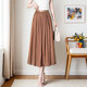 Temperamental light-sensing skirt for women 2025 slim and slim mid-length A-line skirt draped and flowing summer Ougen yarn skirt 1343 brown L Recommended [110-125Jin[Jin equals 0.5 kg]]